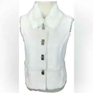 White Fur-Trimmed Women's Vest